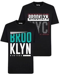 Bigdude Twin Pack Brooklyn T-Shirts Black